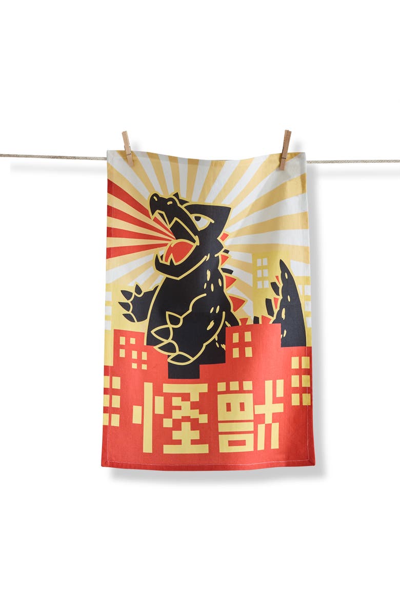 Kaiju Graphic Cotton Dishtowel Multi 26 x 18 in, Main, color, Multicolored