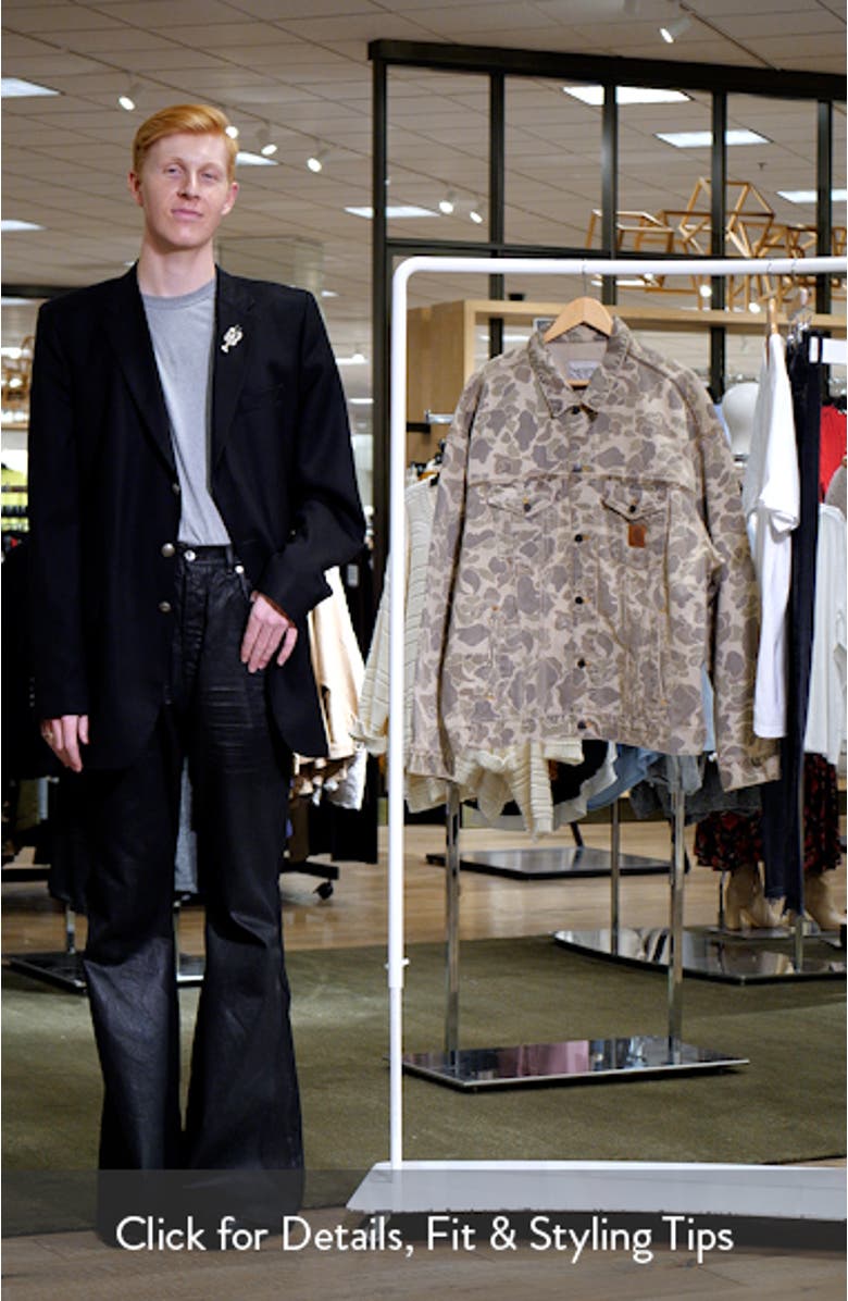 Duck Camo Print Organic Cotton Denim Trucker Jacket, sales video thumbnail