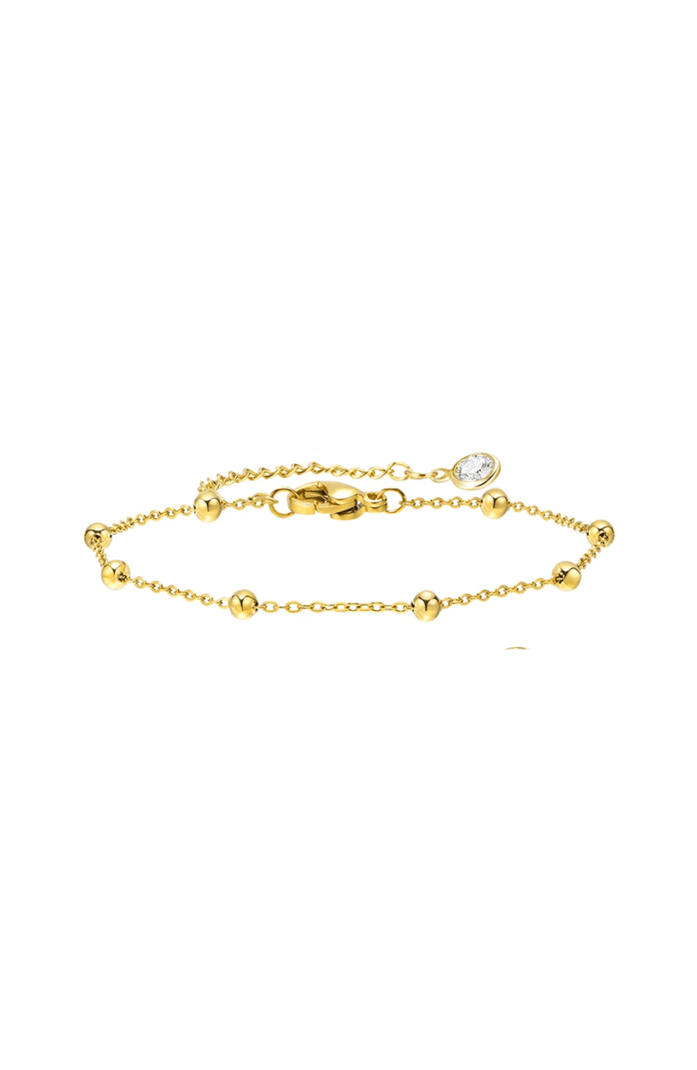 Hollywood Sensation Gold Beaded Link Bracelet with Adjustable Chain, Main, color, Gold