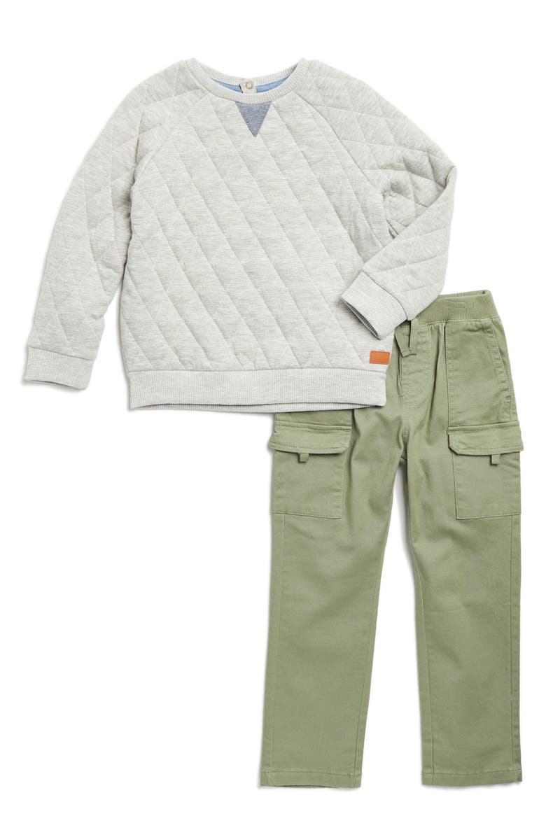 7 For All Mankind Kids' Quilted Sweatshirt & Cargo Pants Set, Main, color,