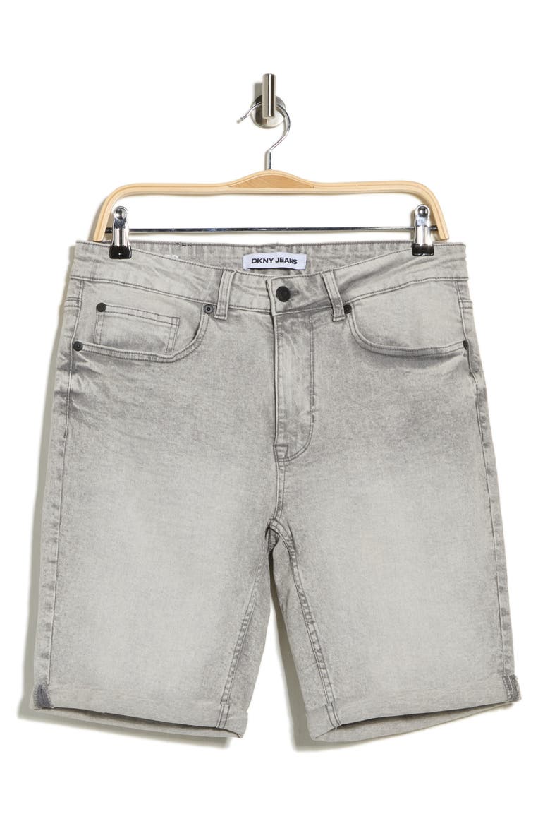 Roll Cuff Denim Shorts, Alternate, color, GRAY WASH