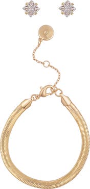 Vince Camuto Snake Chain Bracelet & Cubic Zirconia Stud Earrings Gift Set