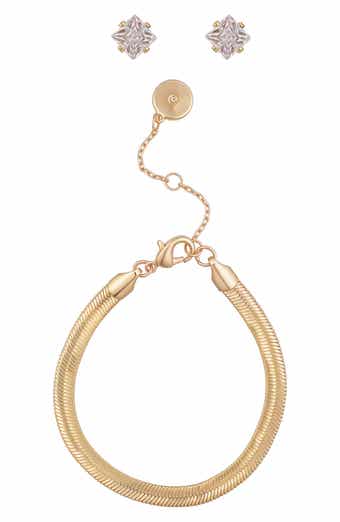 Vince Camuto Snake Chain Bracelet & Cubic Zirconia Stud Earrings Gift Set