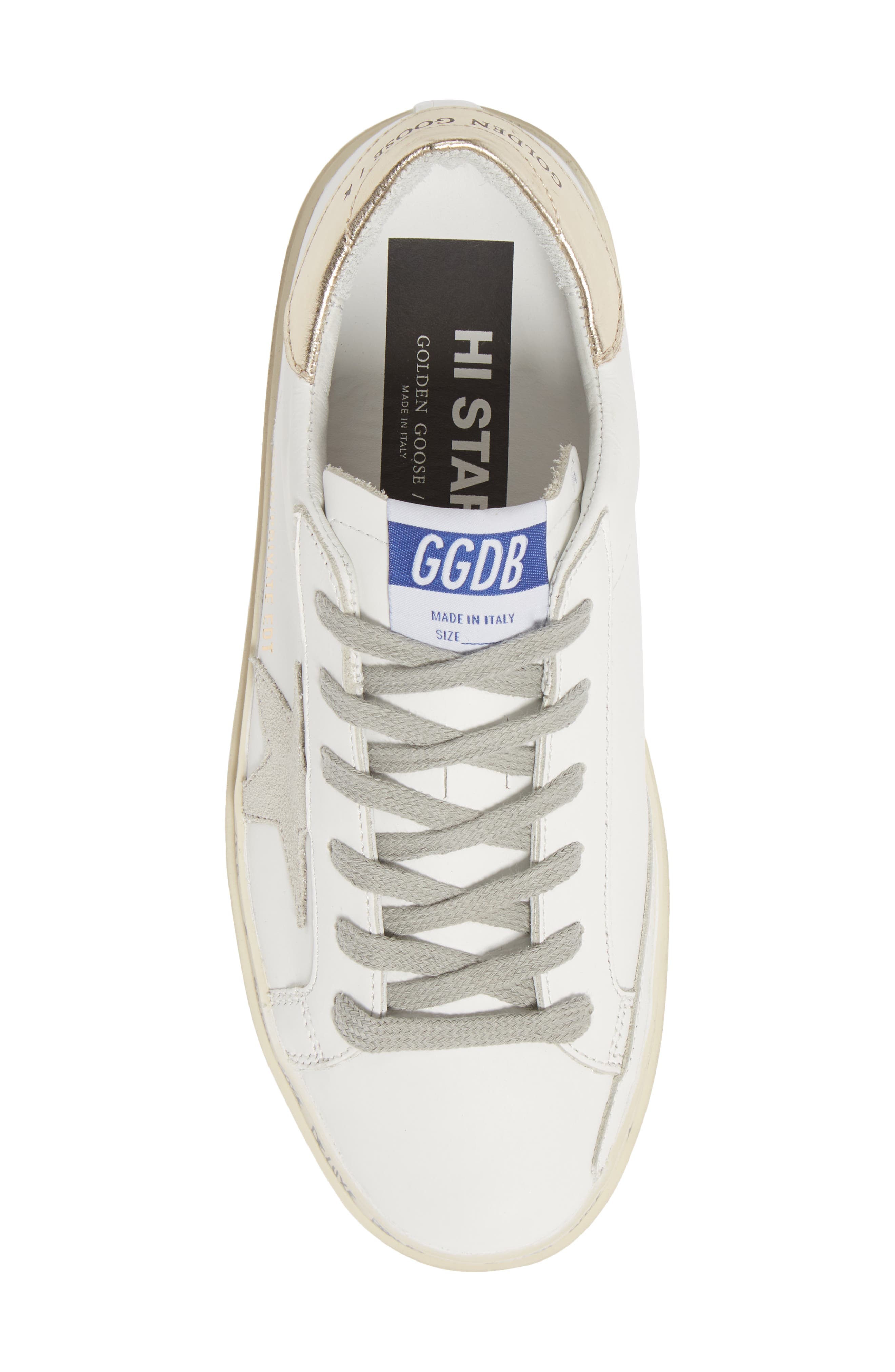 Hi Star Platform Sneaker (Nordstrom Exclusive), Alternate, color, WHITE LEATHER/ GOLD LAMINATED