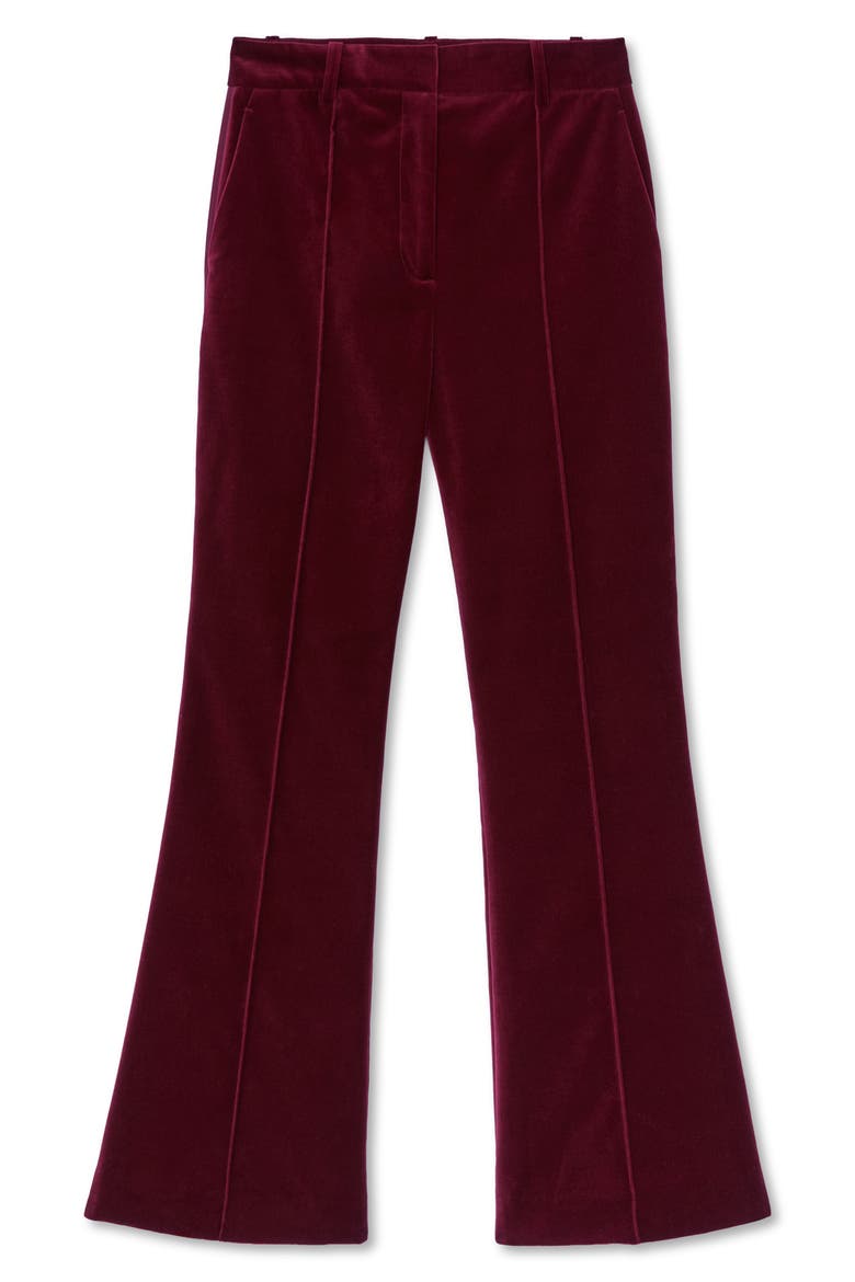 Wren Velvet Flared Tuxedo Pants, Alternate, color, DARK RED