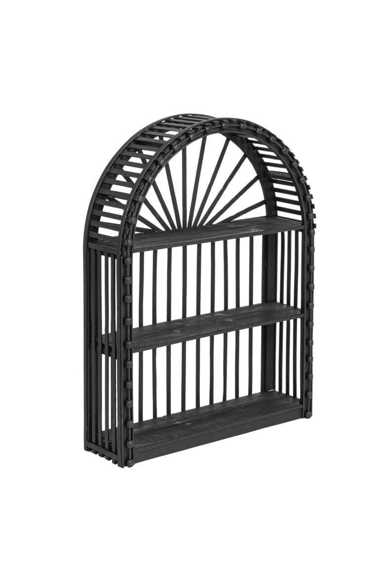 Arched wood and Wood Wall Shelf, Black, Main, color, Black