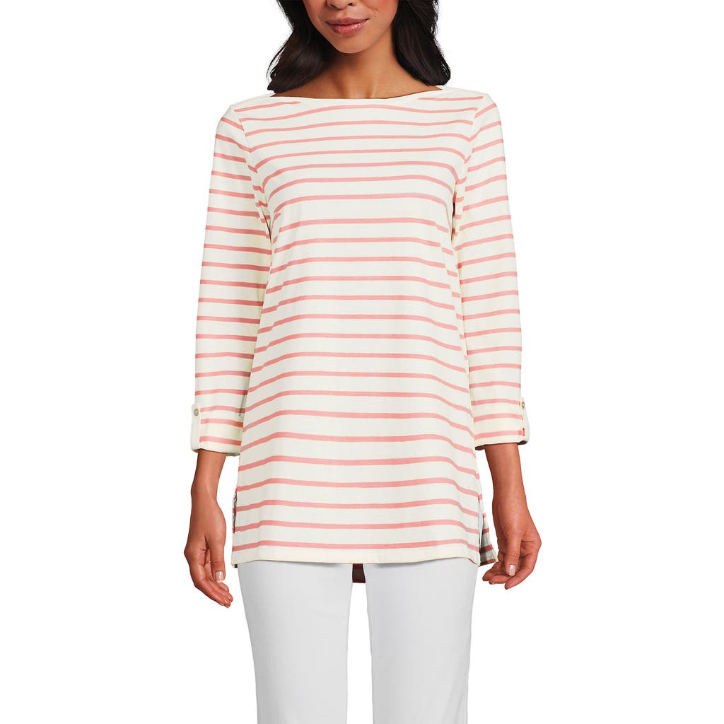 Lands' End Supima Cotton Adjustable 3/4 Sleeve Boatneck Tunic In White