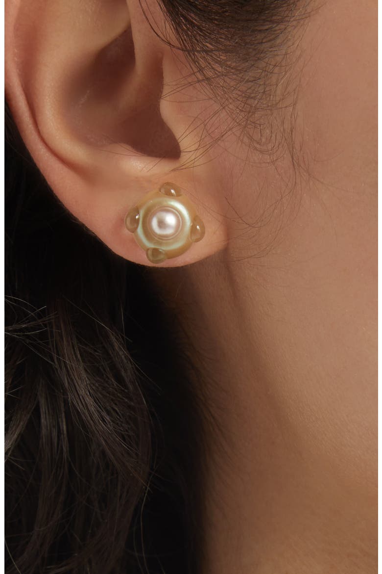 Atom Stud Earrings, Alternate, color, PEARL
