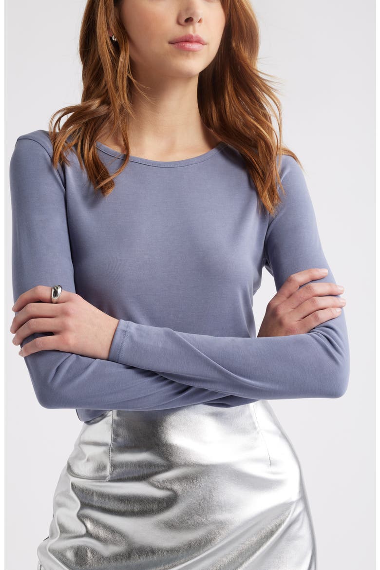 Sanded Jersey Long Sleeve T-Shirt, Main, color, GREY FOLKSTONE