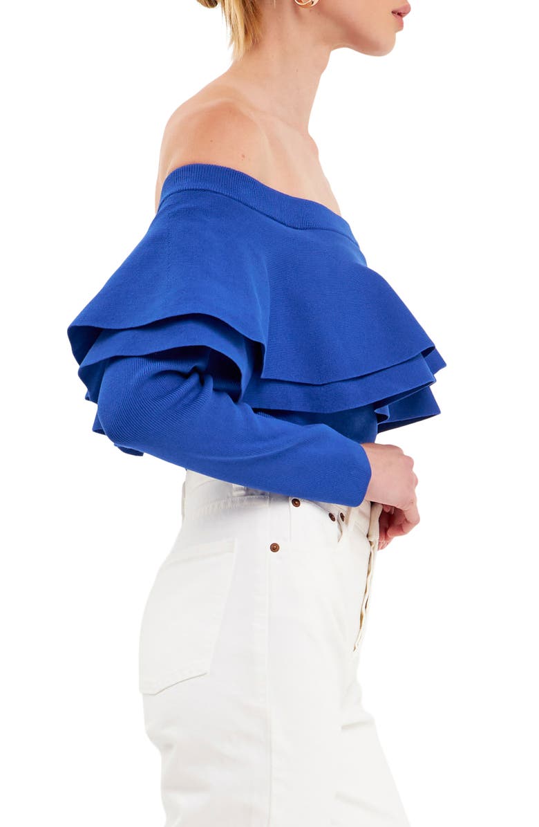 Endless Rose Off the Shoulder Knit Top, Alternate, color, Cobalt Blue