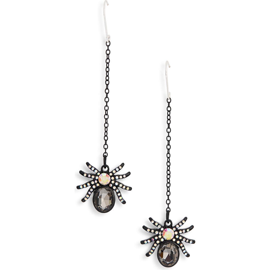 Leith Spider Linear Drop Earrings In Black Multi- Silver