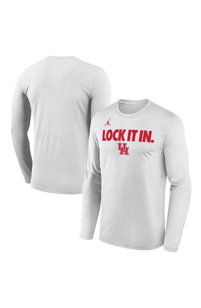 Jordan Brand Men's Jordan Brand  White Houston Cougars 2026 On-Court Bench Long Sleeve T-Shirt, Main, color, White