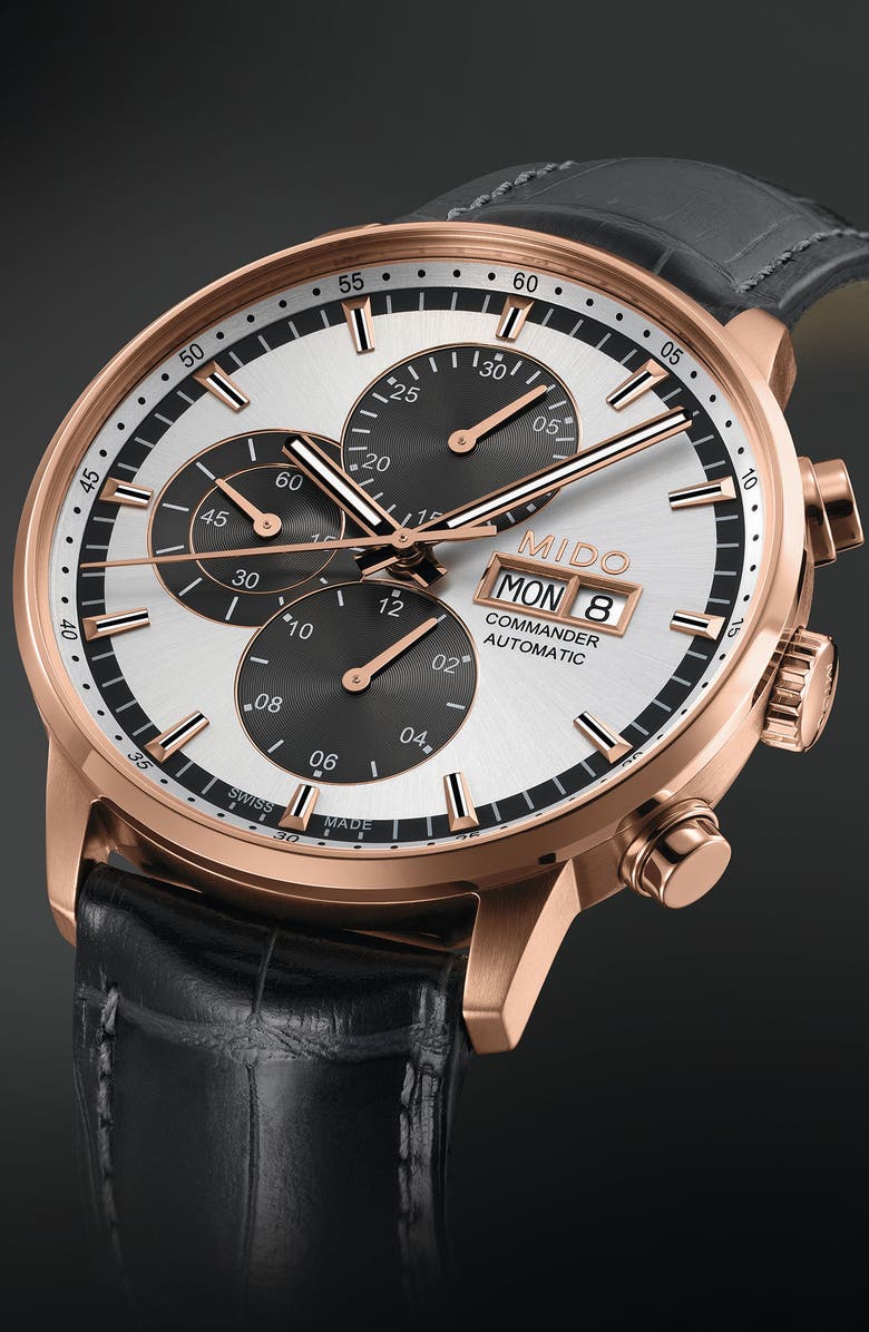MIDO Commander Chronometer Leather Strap Watch, 42mm, Alternate, color,