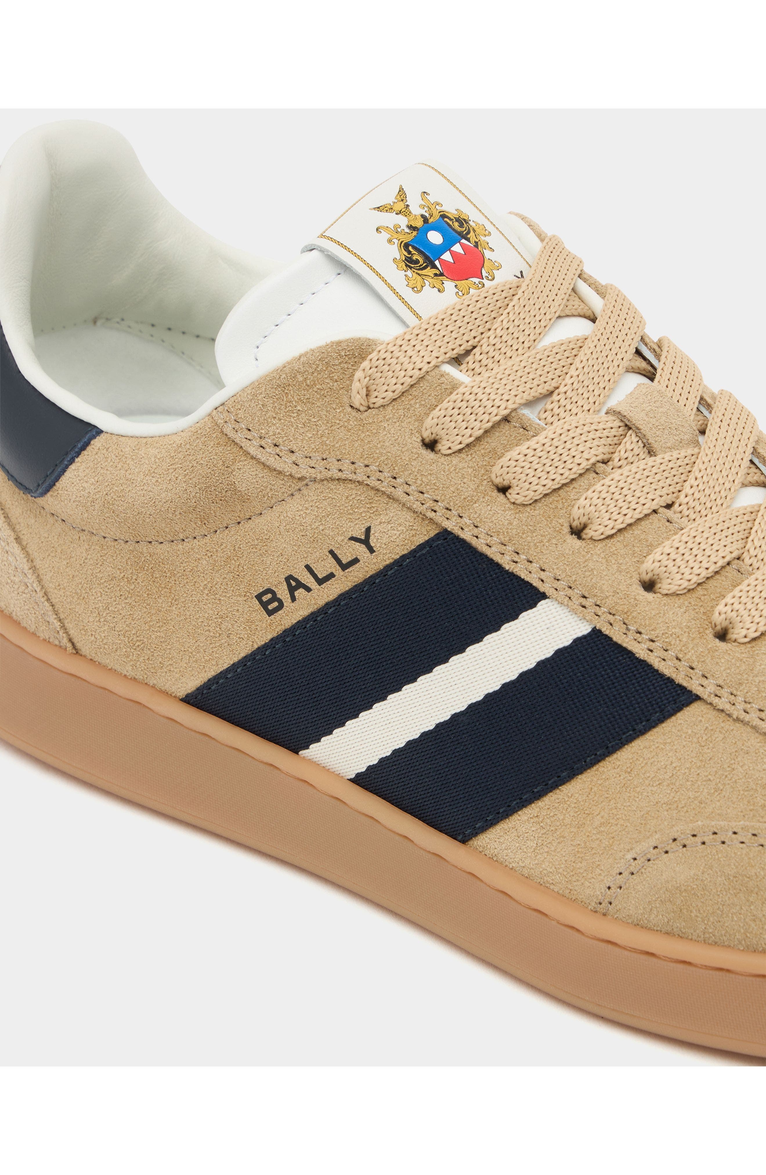 Bally Retro Crest Sneaker in Suede, Alternate, color, Brown