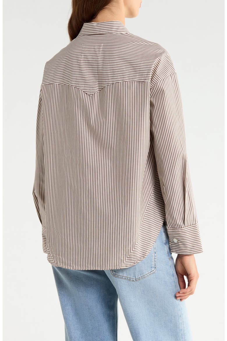 Oversized Striped Cotton Shirt, Alternate, color, BROWNGLEN STRIPE