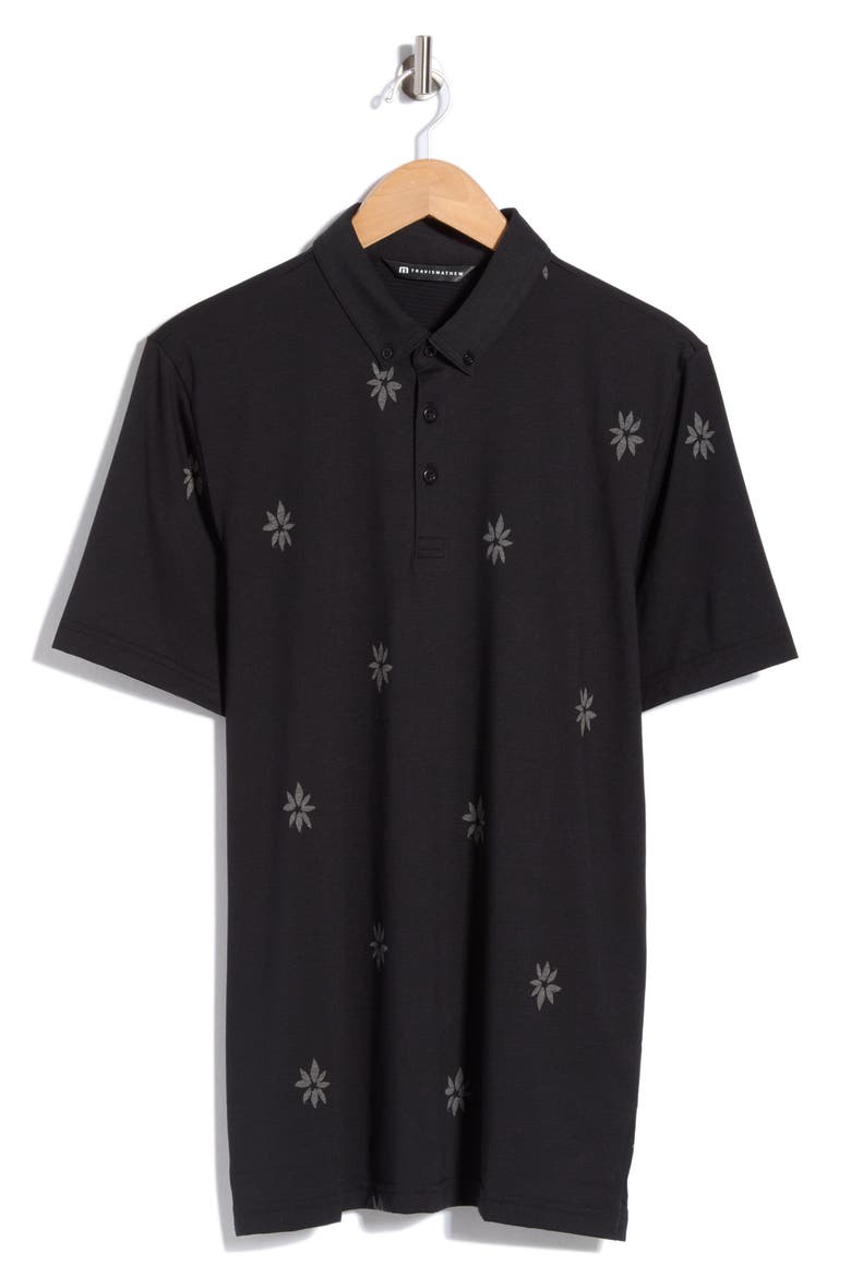 Rome Around Floral Polo, Main, color, BLACK