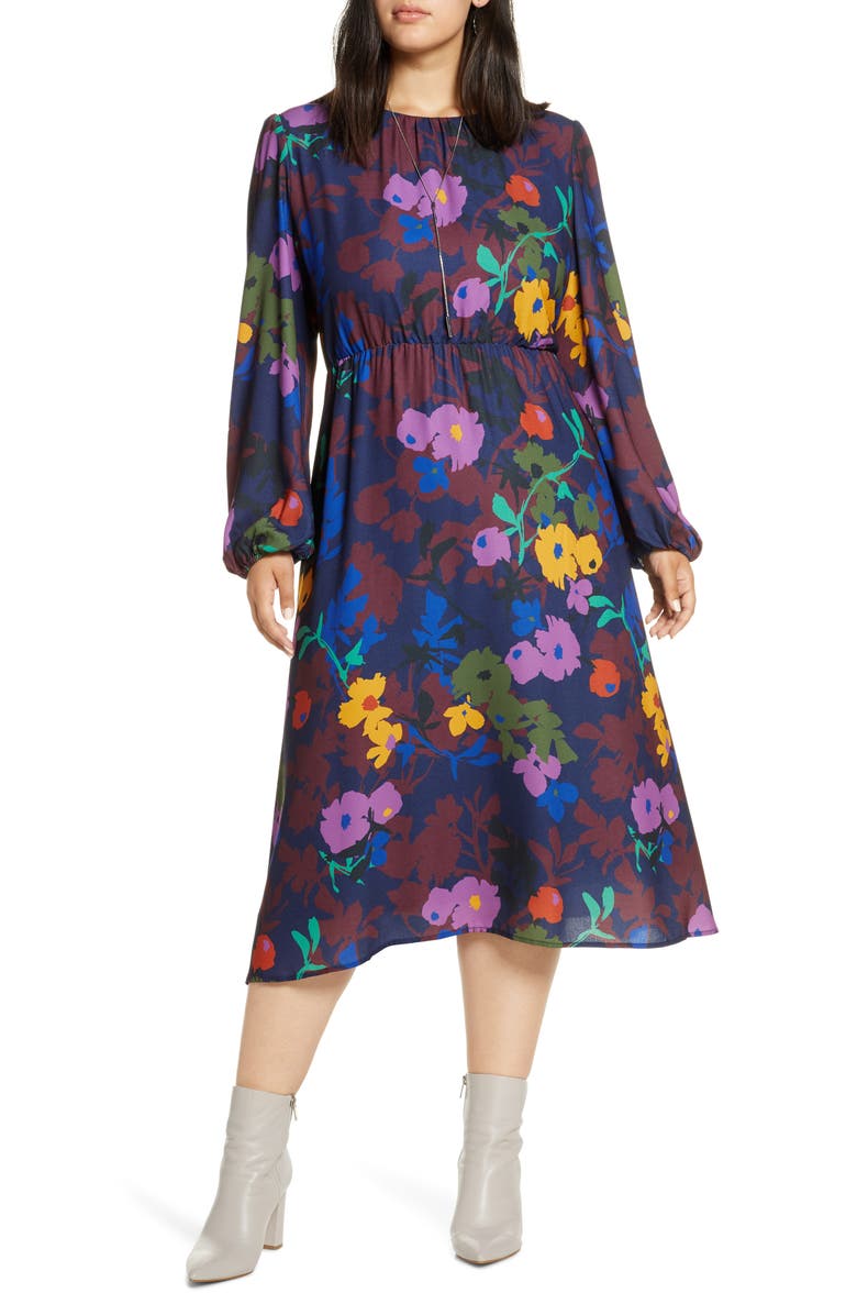 Halogen<sup>®</sup> Long Sleeve Midi Dress, Main, color, 
