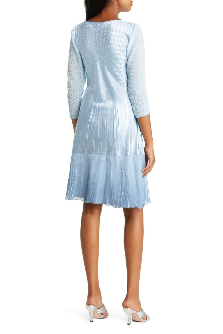 Charmeuse Long Sleeve Cocktail Dress, Alternate, color, RIVER BLUE OMBRE