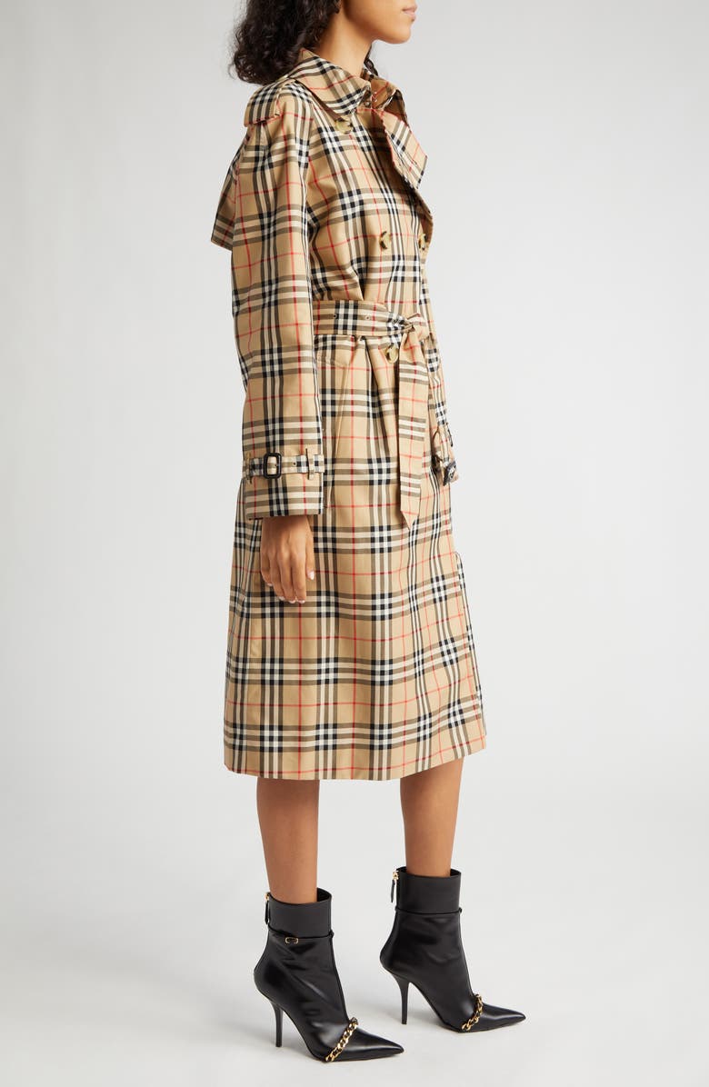 Burberry Harehope Check Trench Coat, Alternate, color,