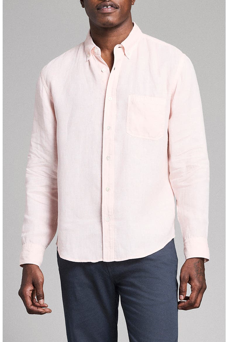 Tuscumbia Linen Button-Down Shirt, Main, color, BLUSH