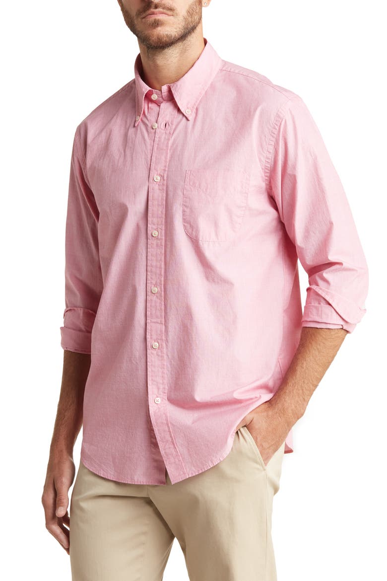 Solid Pink Button-Down Shirt, Main, color, EOELT RED