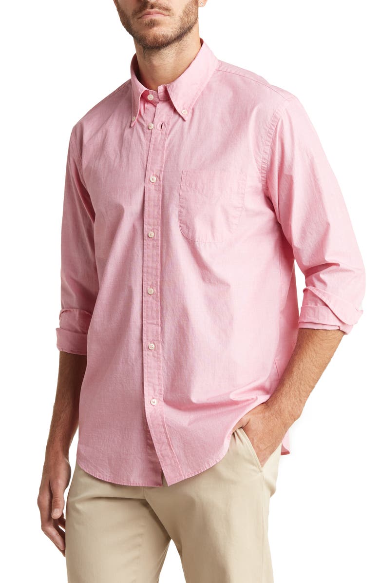 Brooks Brothers Solid Pink Button-Down Shirt, Main, color, 