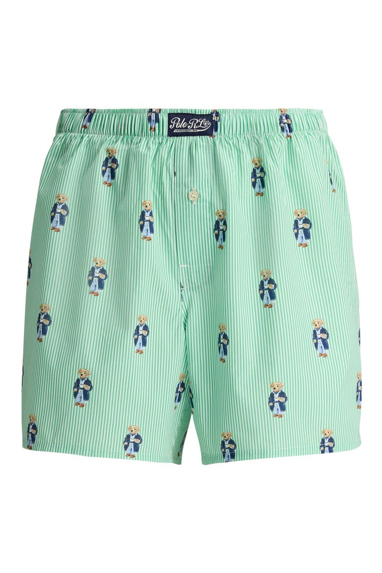 Hanging Woven Cotton Boxers, Alternate, color, GREEN BEAR STRIPE