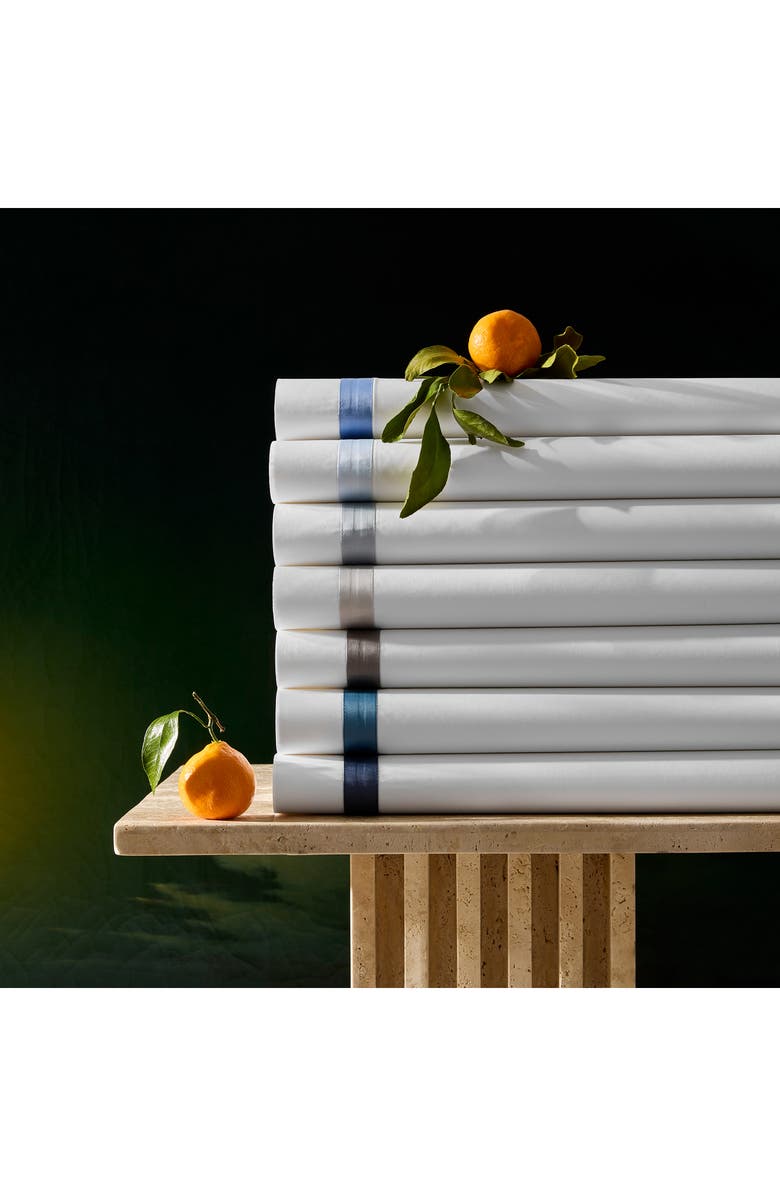 Matouk Lowell 600 Thread Count Flat Sheet, Alternate, color, Azure