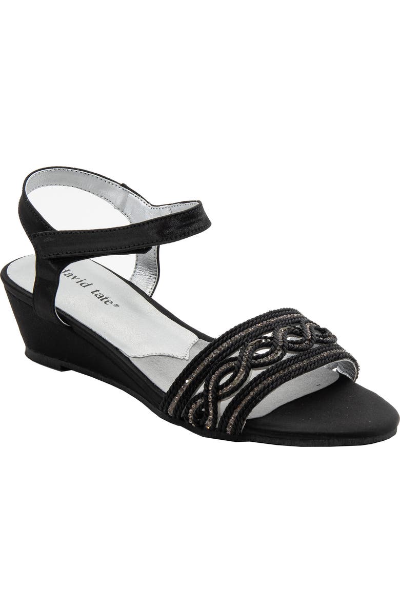 David Tate Indigo Wedge Sandal, Main, color, Black