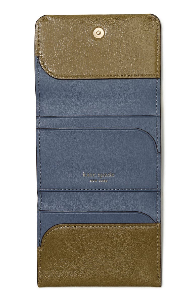 Kate Spade New York halo glazed leather card case, Alternate, color, Dried Thyme