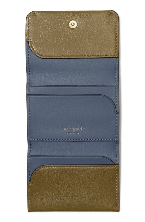 Kate Spade New York Halo Glazed Leather Card Case In Green