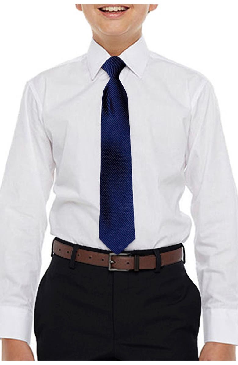 Perry Ellis Solid Dress Shirt & Diagonal Tie Set, Main, color, 