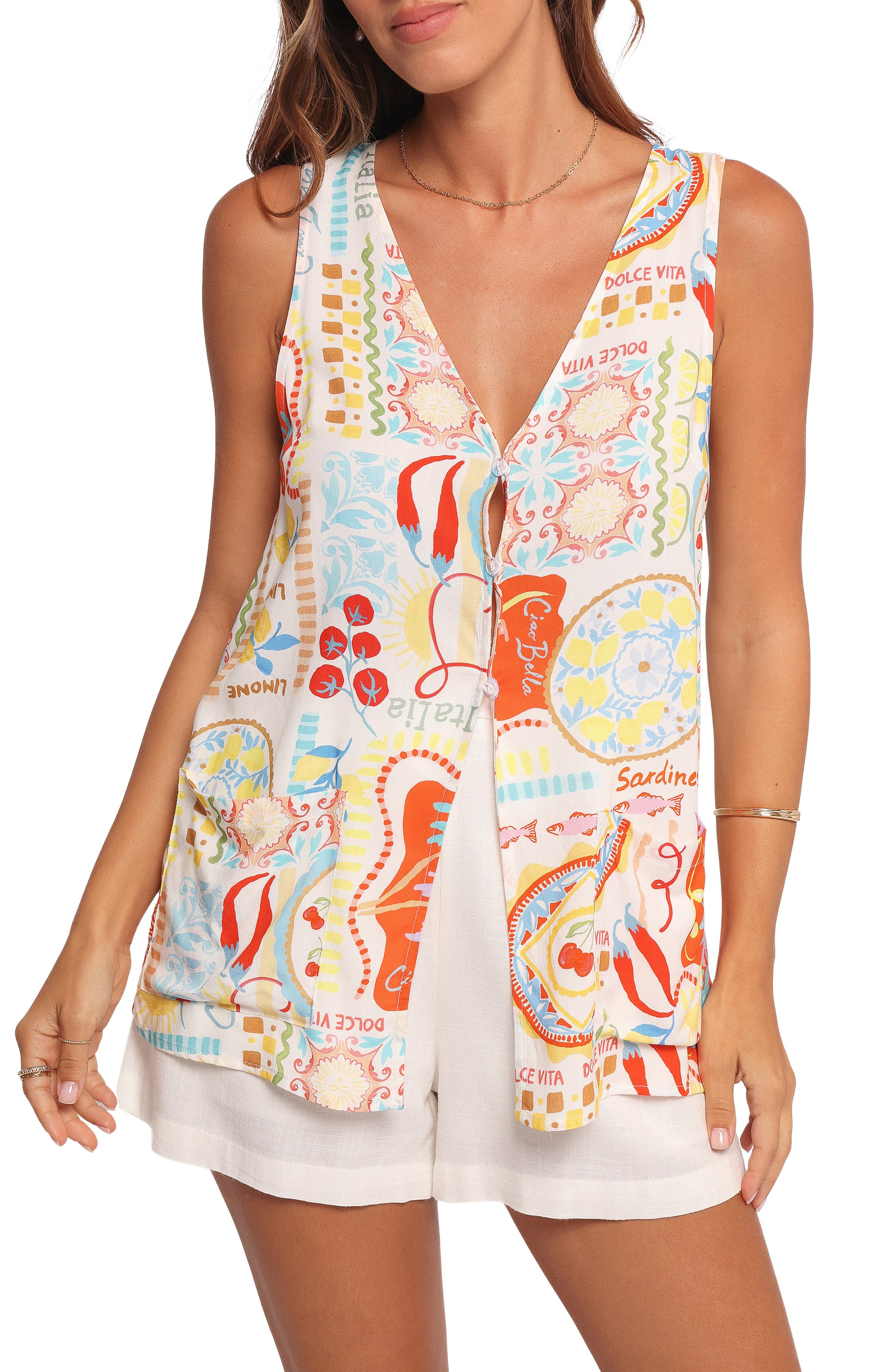 Petal & Pup Ariala Cucina Print Sleeveless Tunic in Aelia 