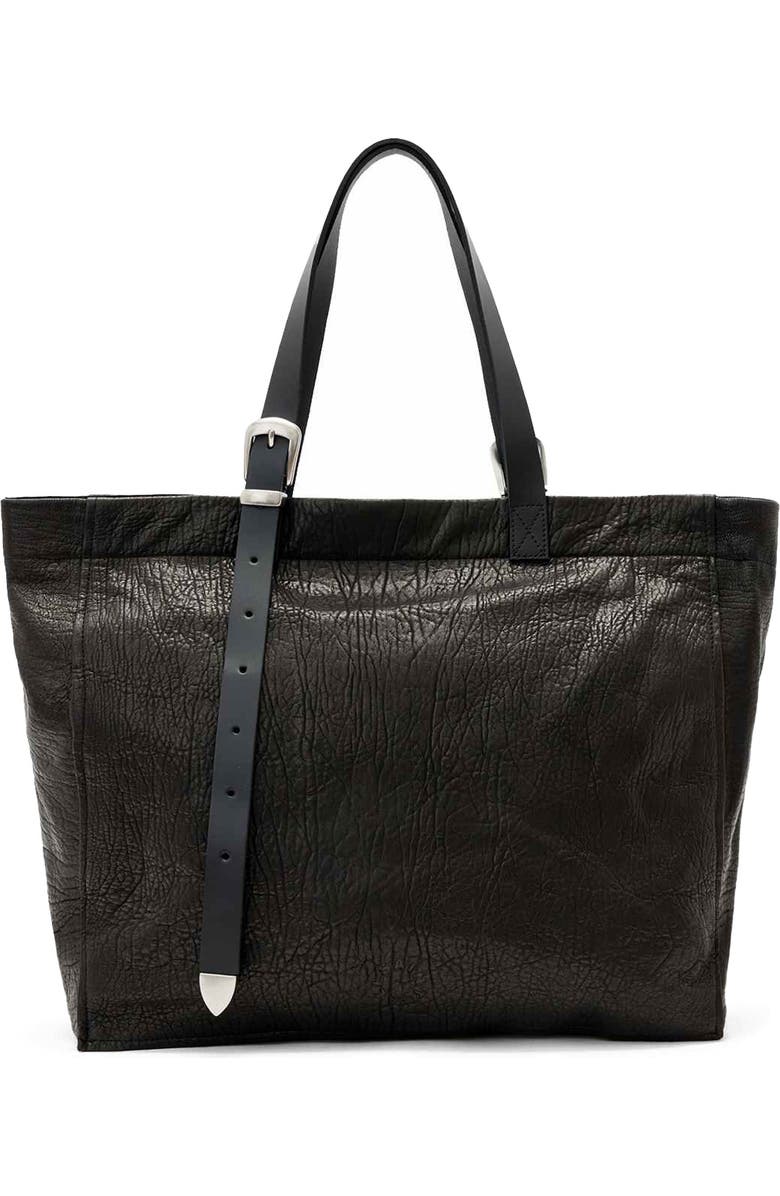 AllSaints Haven Leather Tote, Main, color, Black Leather