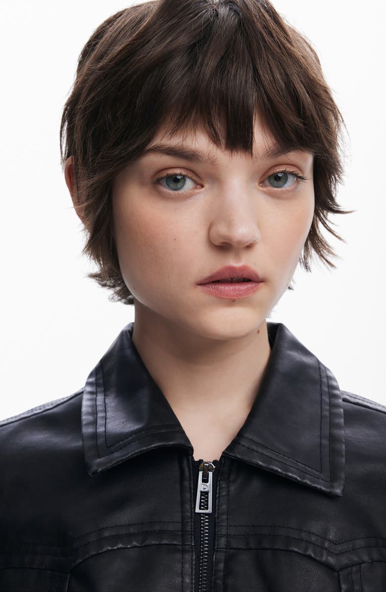 Desigual Faux Leather Biker Jacket, Alternate, color, 