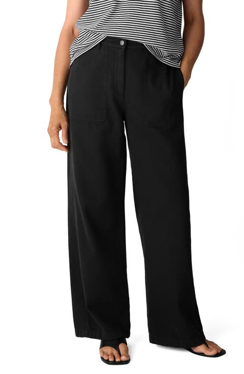High Waist Wide Leg Full Length Organic Cotton Pants