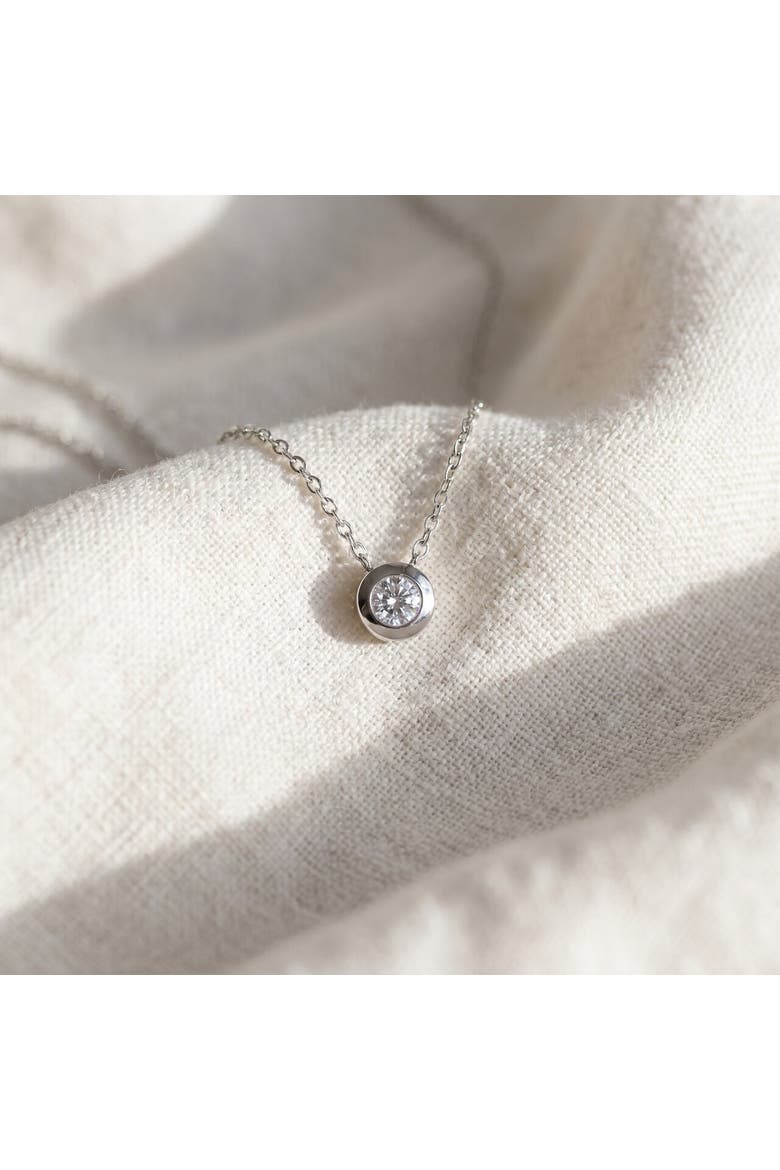1/4Ct Natural Diamond Bezel Solitaire Pendant 14k Gold 18" Necklace, Alternate, color, 14k White Gold