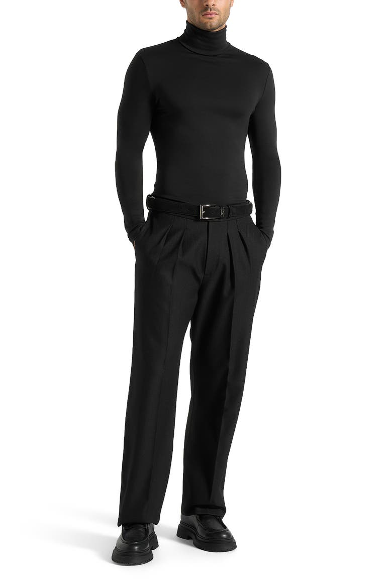 Long Sleeve Roll Neck Top, Main, color, Black