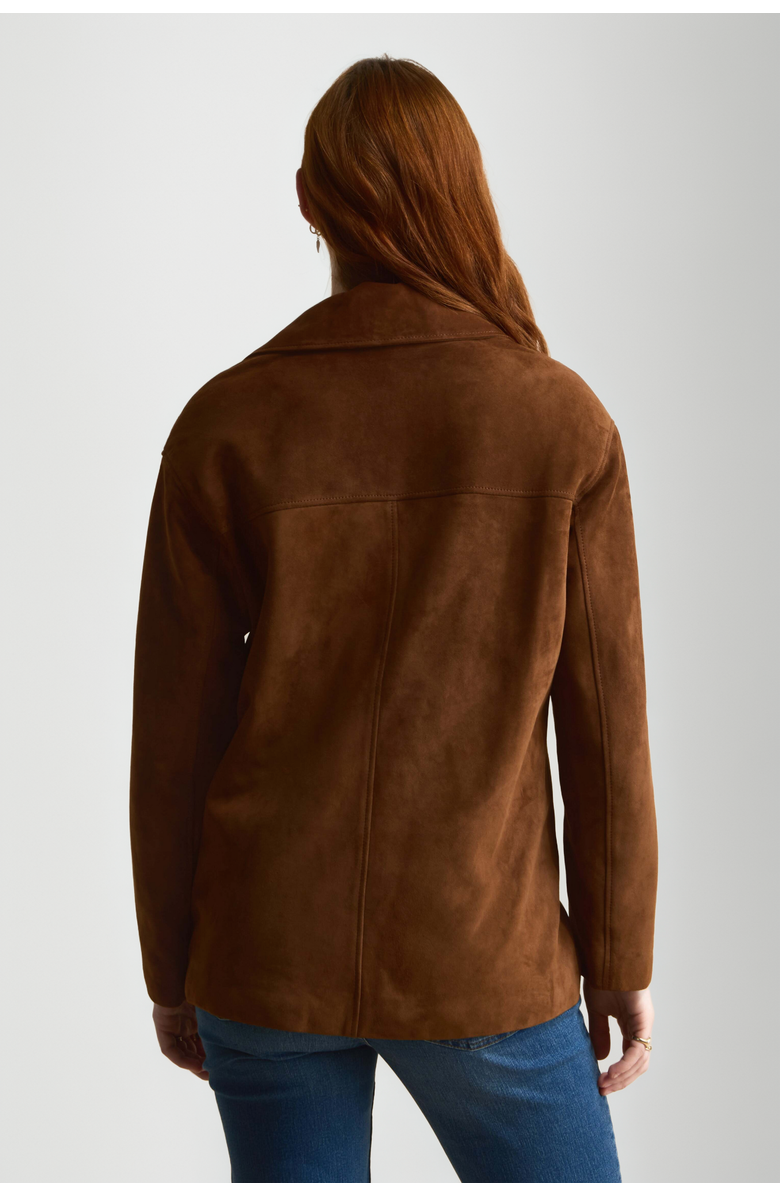 FURNIQ UK Dahlia Suede Shirt Jacket, Alternate, color, Brown