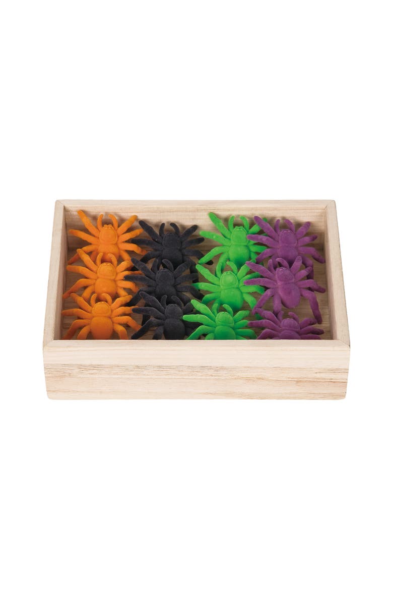 Flocked Spider In Box Figurines Assortment of 12, Alternate, color, Orange