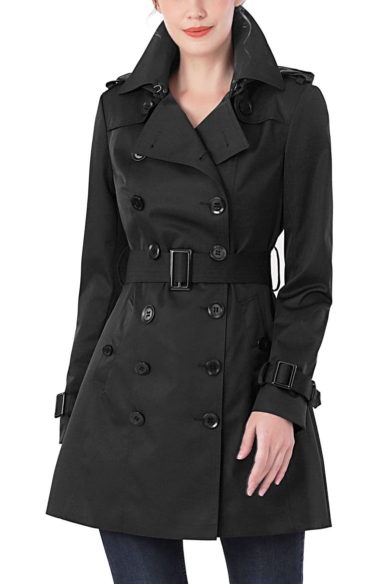 Women's Rosie Hooded Trench Coat, Main, color, Black