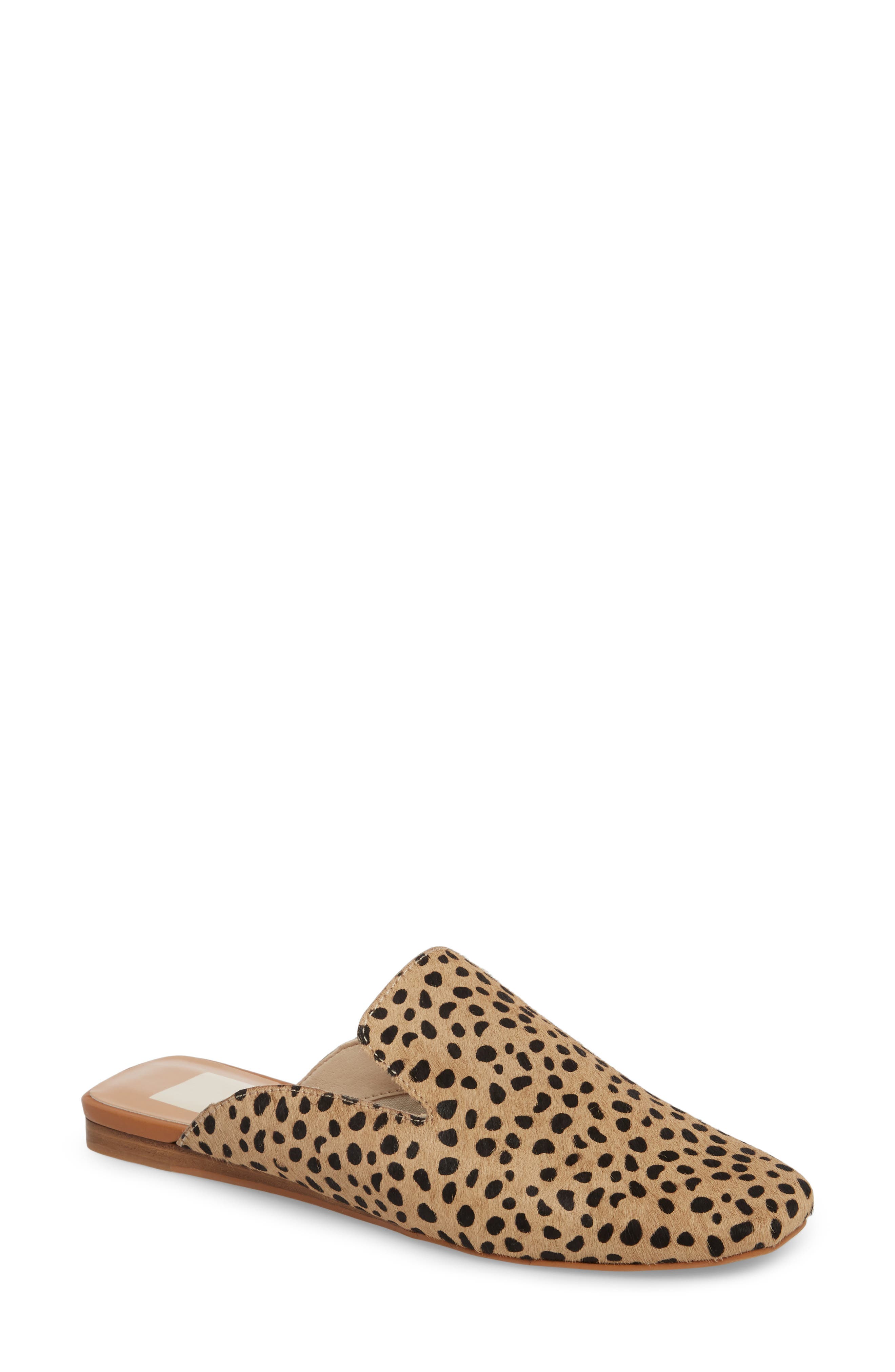 Brie Flat Mule, Main, color, LEOPARD CALF HAIR