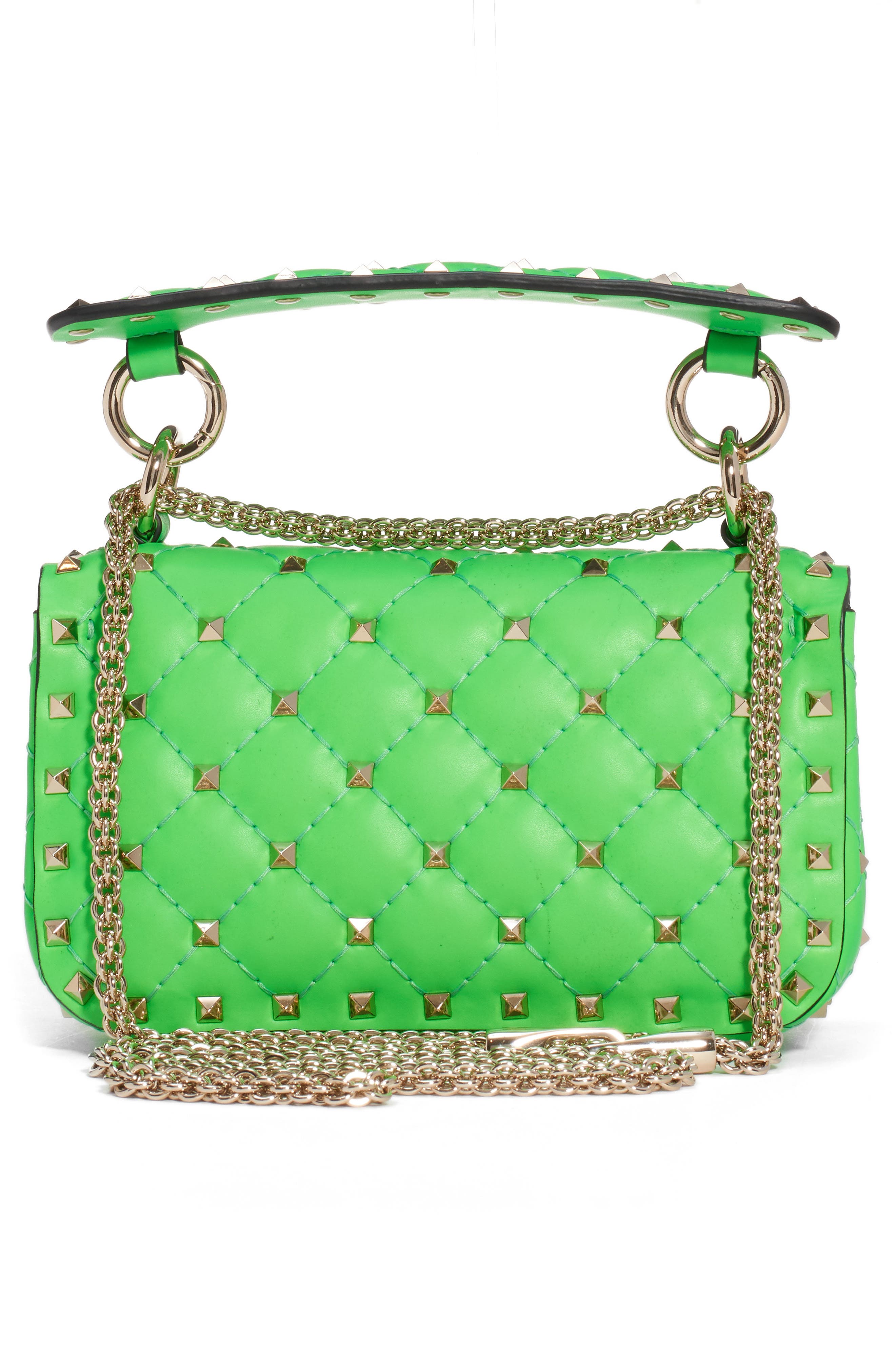 Valentino Garavani Mini Spike It Rockstud Neon Leather Shoulder Bag, Alternate, color, 