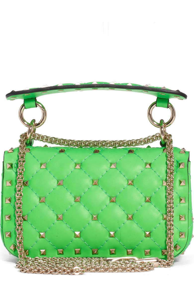 Valentino Garavani Mini Spike It Rockstud Neon Leather Shoulder Bag, Alternate, color,