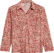 AK ANNE KLEIN Abstract Print Button-Up Shirt
