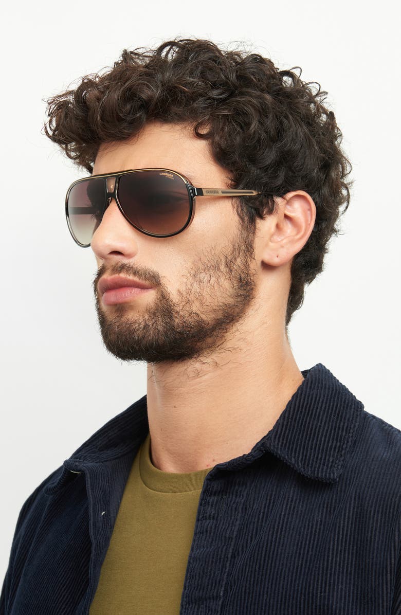 Carrera Eyewear 63mm Polarized Aviator Sunglasses, Alternate, color, Oxford