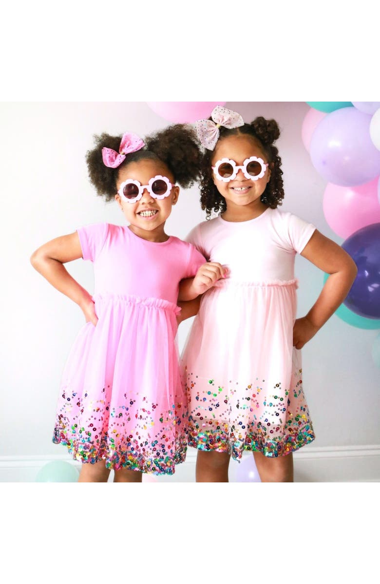Sweet Wink Raspberry Confetti Short Sleeve Tutu Dress, Alternate, color, Raspberry
