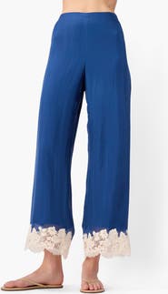 CAMI NYC Gilda Lace Trim Silk Ankle Pants