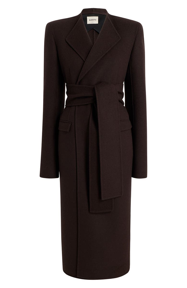 Khaite Jelson Double Face Wool Belted Coat, Alternate, color, Dark Brown