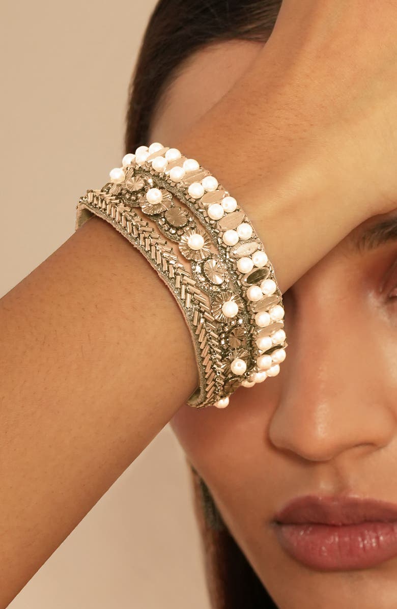 Deepa Gurnani Ascancia Cuff Bracelet, Alternate, color, Gold